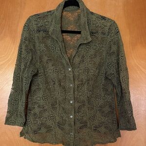 Olive Green Lace Cardigan